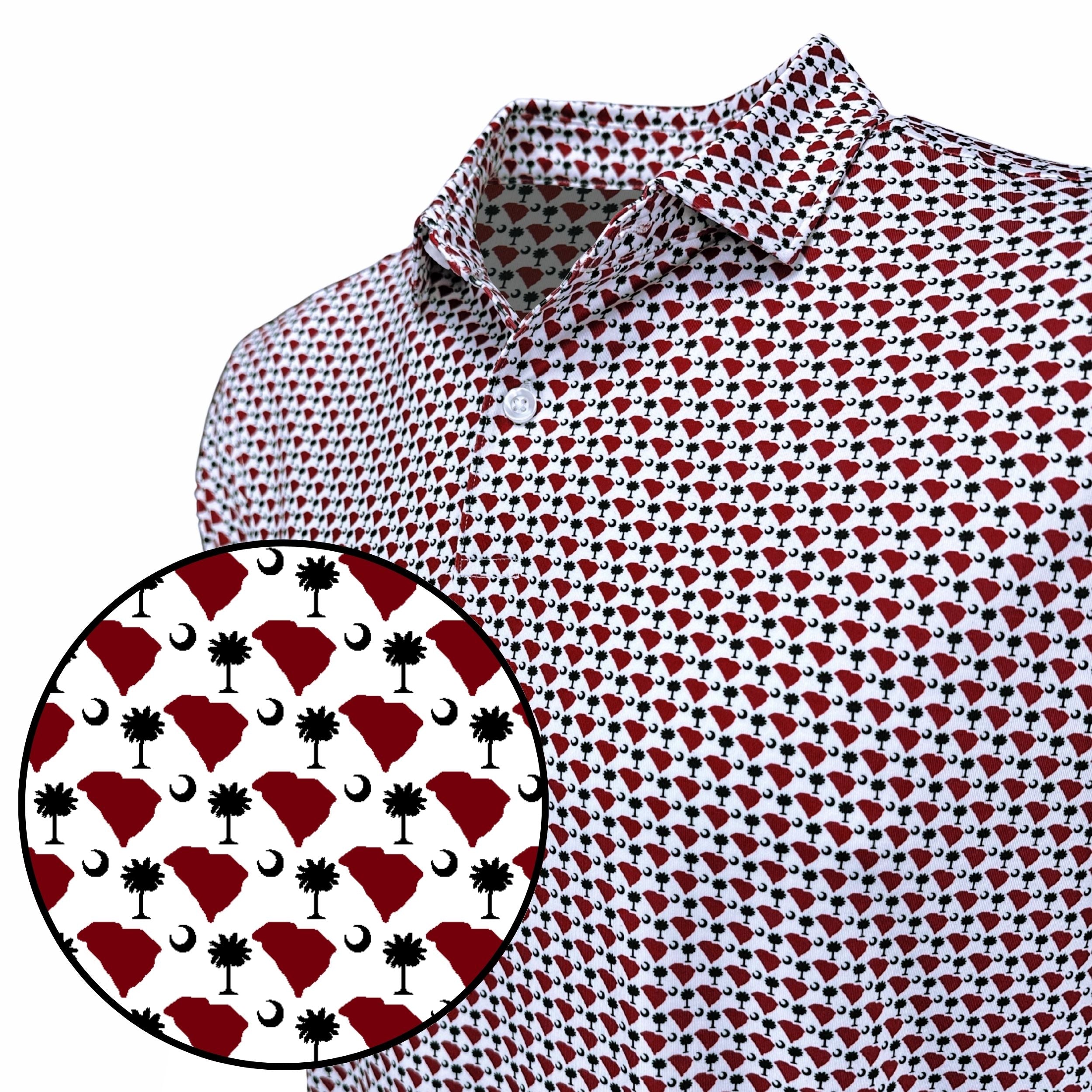 South Carolina Palmetto Garnet Print Polo